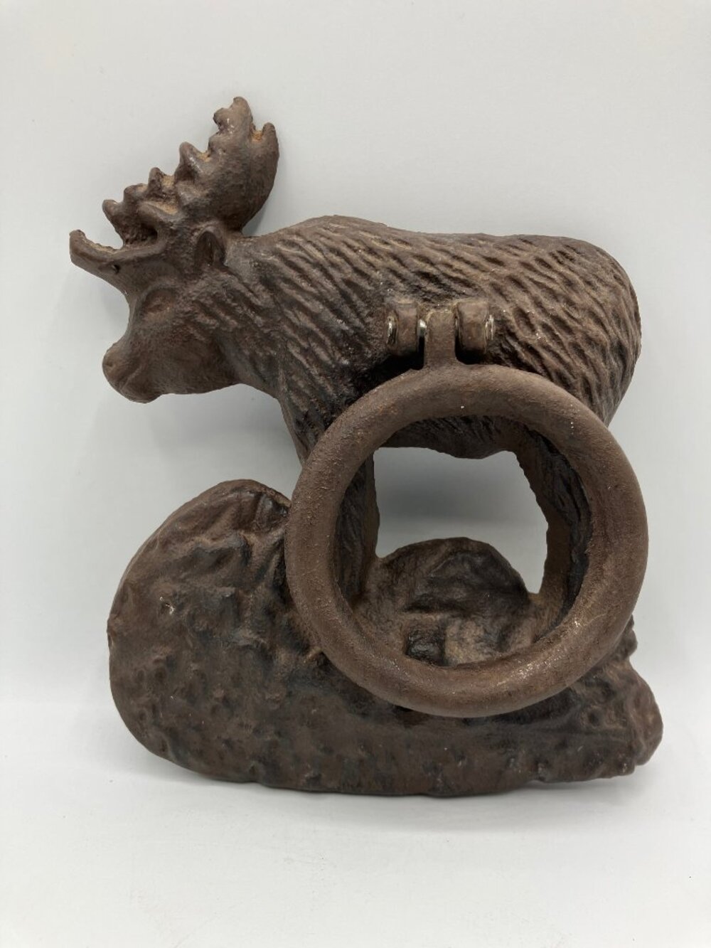 Vintage Bull Moose Cast Iron Door Knocker Rustic Brown Colorway 6"Hx5"L